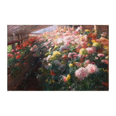 Ölgemälde "Gewächshaus in Gedersdorf mit bunten Chrysanthemen" sign. O. WISINGER-FLORIAN (wohl Olga W.-F. 1844-1926) 130000,-