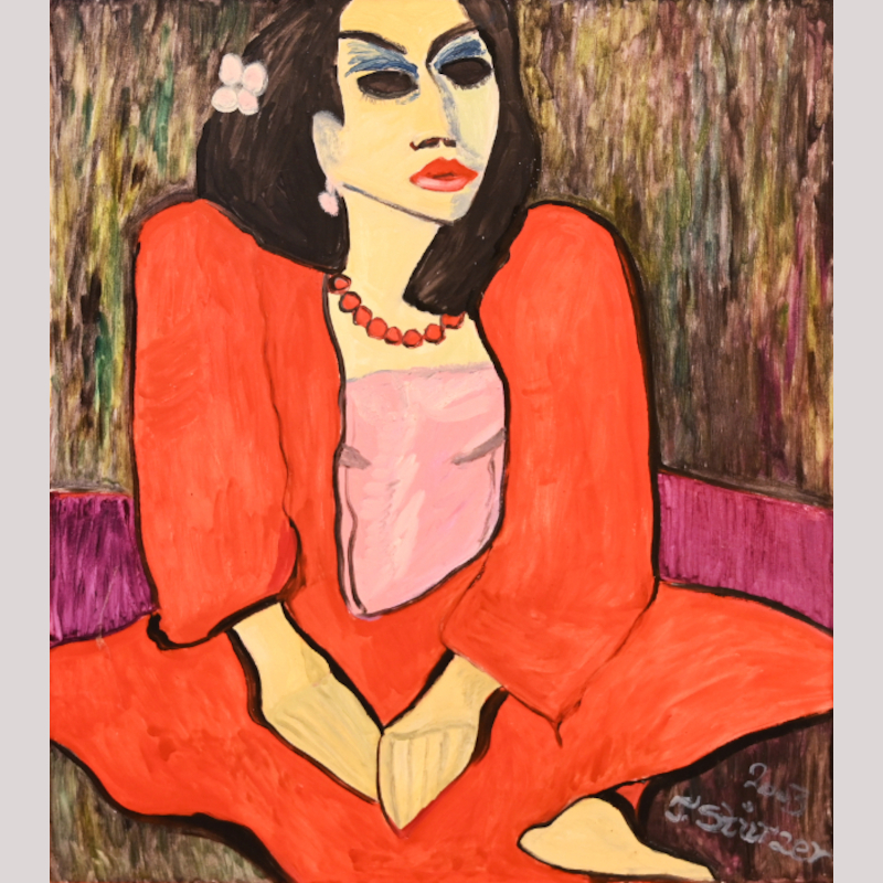 Ölgemälde „Dame in Rot“, r.u. sign. T. STÜRZER