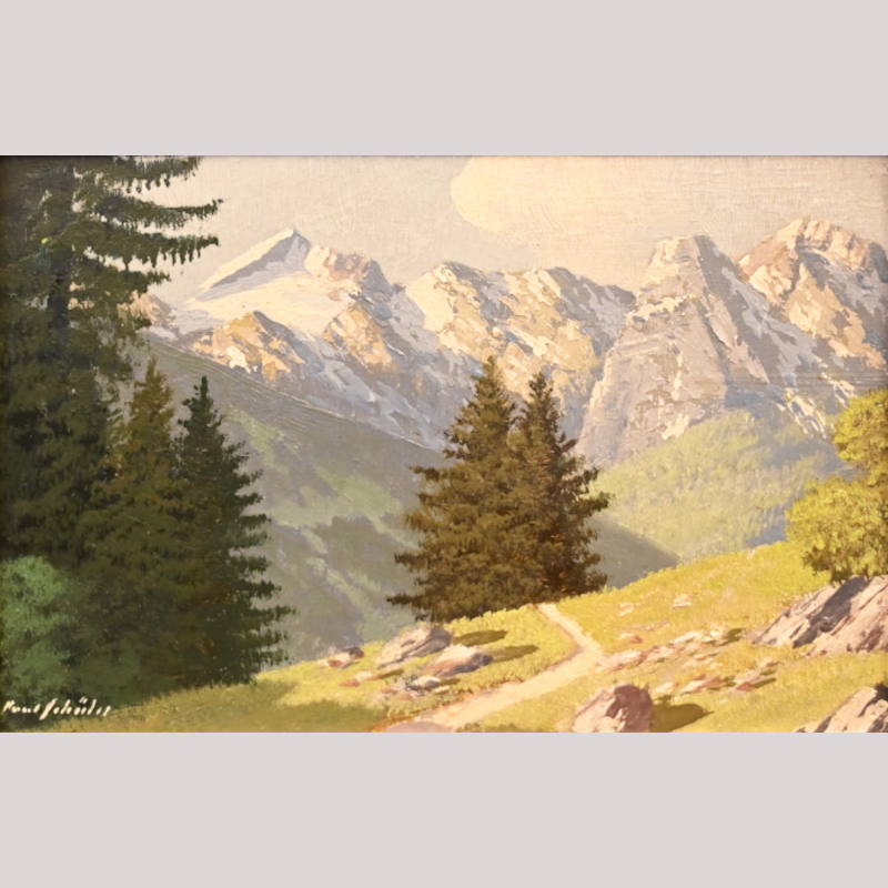 Ölgemälde „Wanderblick auf Gebirgsgruppe“ l.u. sign. Paul SCHÜLER