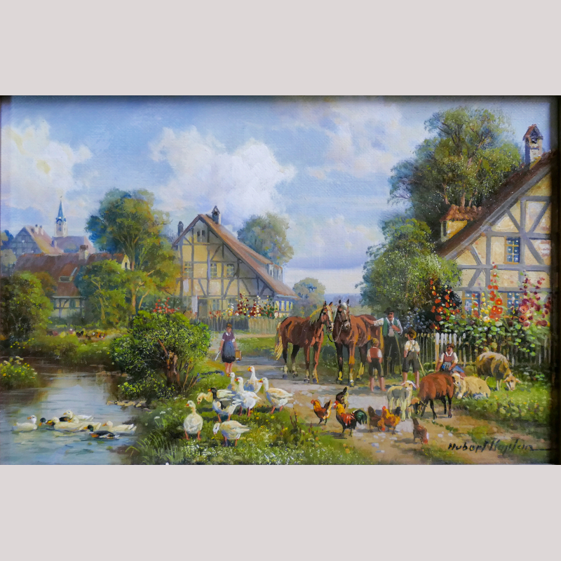 Ölgemälde „Fränkisches Dorf“ r.u./rücks. sign. Hubert KAPLAN