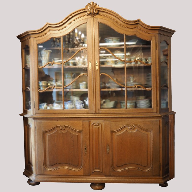 Aufsatzvitrine, fränkisch, Eiche