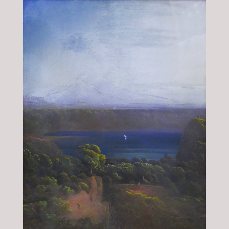 Pastell „Blick auf den Lago d’Averno bei Neapel“ l.u. sign. C. P. SCHREIBER