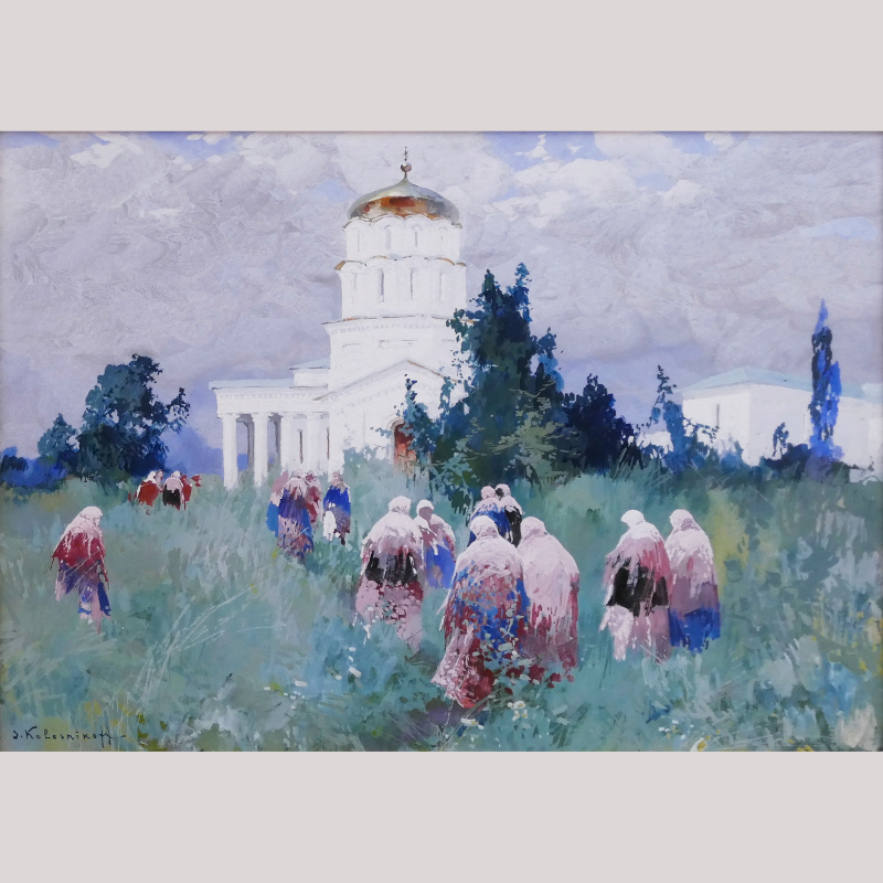 Gouache „Das Leuten der Glocken“ l.u. sign. S. KOLESNIKOFF