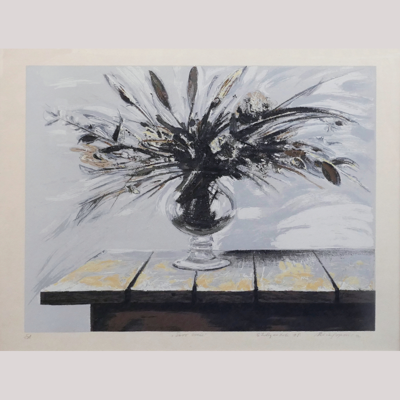 Farbgrafik „Trockenblumen“ r.u. bleistiftsigniert Mica POPOVIC
